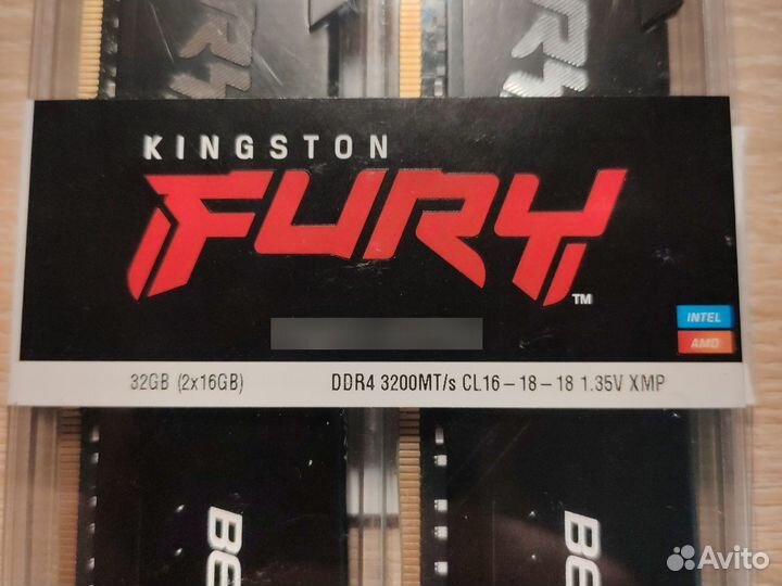 HyperX Fury Beast 32GB DDR4 3200Mhz Новая