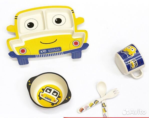 Набор посуды из бамбука посуда Тачки Машинка