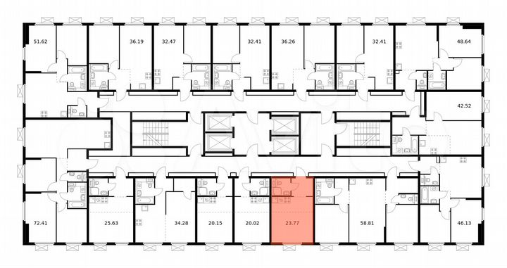 Квартира-студия, 23,8 м², 29/33 эт.