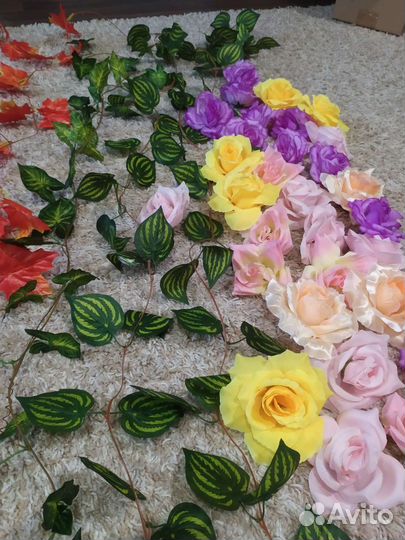 Искусственные лианы, цветы