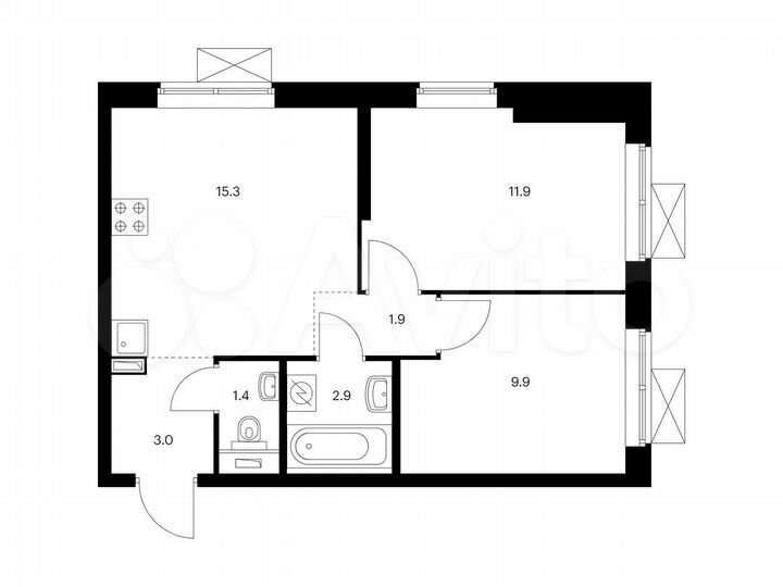 2-к. квартира, 46,3 м², 33/33 эт.