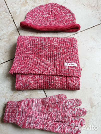 Шапка, шарф, перчатки Gulliver новые