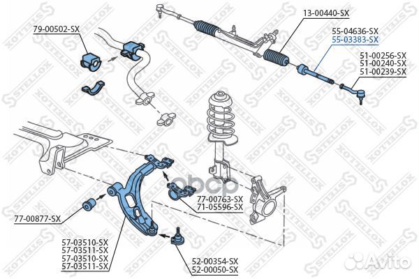 55-03383-SX тяга рулевая Fiat Doblo 01 55-033