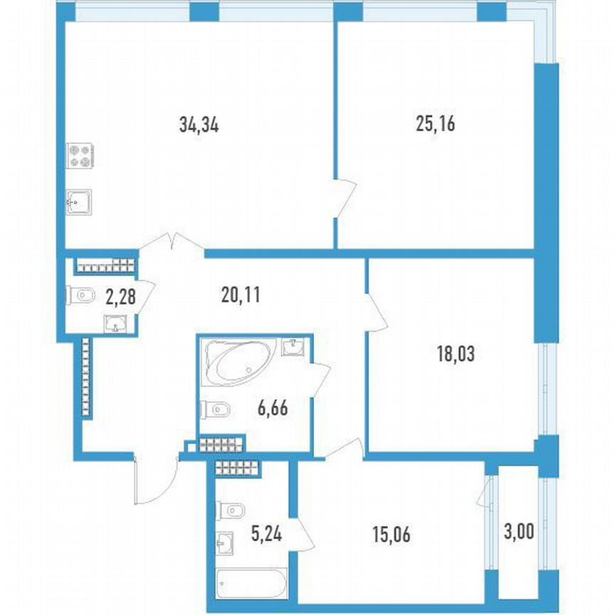 3-к. квартира, 128 м², 14/23 эт.