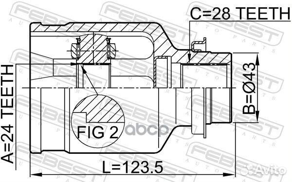 Шрус внутренний правый 24x43x28 0511-M320mtrh F