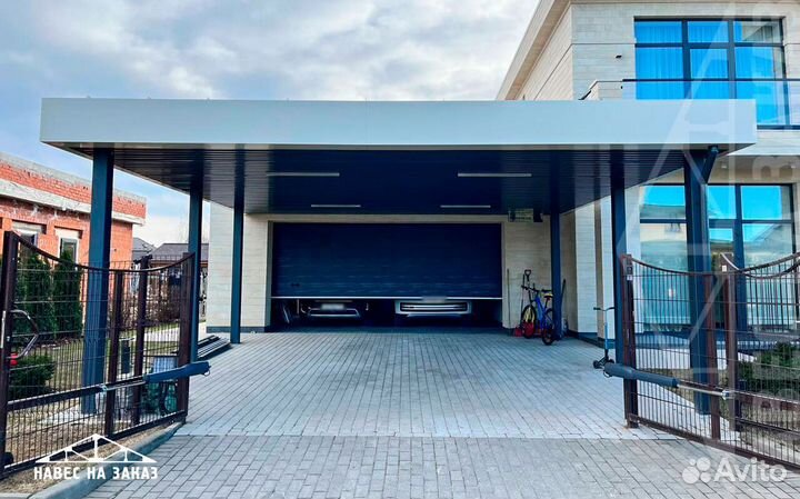 Навес под ключ с обшивкой