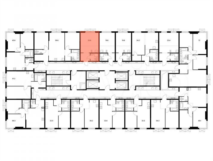 Квартира-студия, 23,6 м², 12/33 эт.