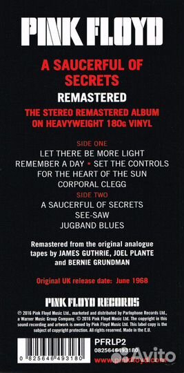 Виниловая пластинка Pink Floyd A saucerful OF secr