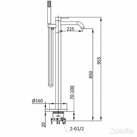 Смеситель для ванны Vincea Desire VTF-1DGM вороненая сталь