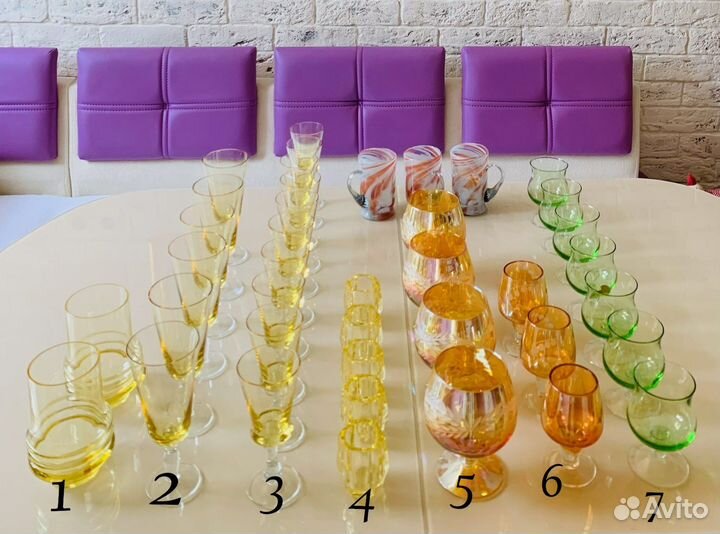 Цветное стекло СССР бокалы