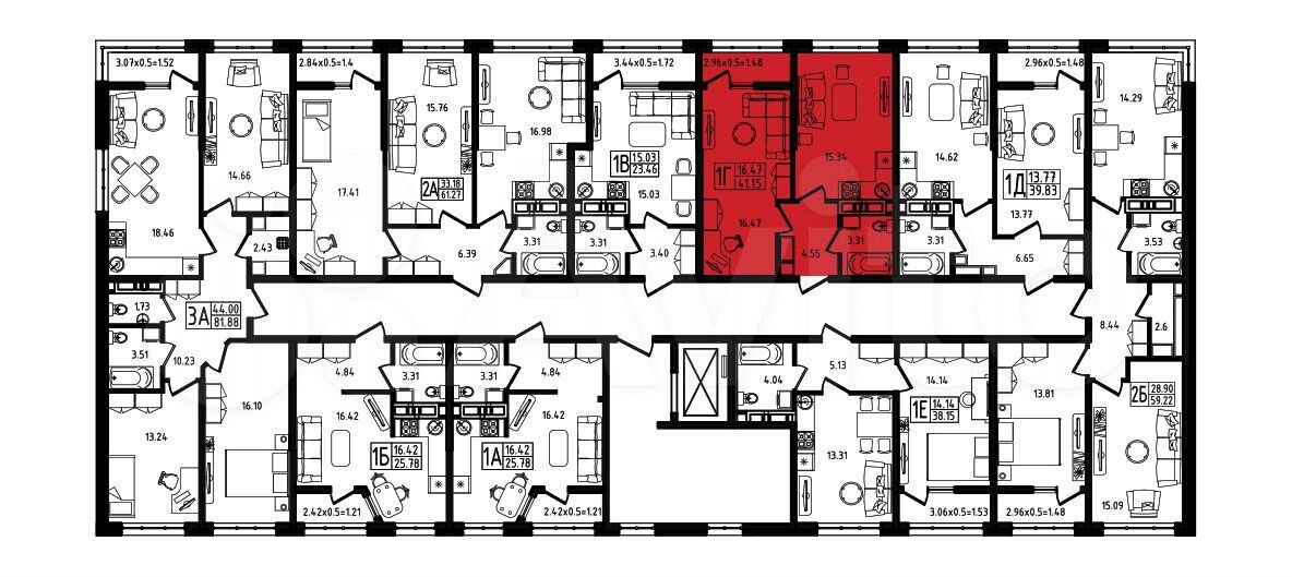 1-к. квартира, 41,2 м², 2/10 эт.