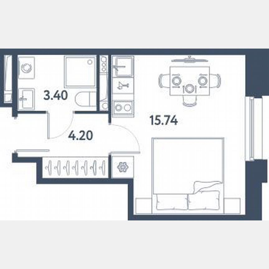 Апартаменты-студия, 23,3 м², 5/16 эт.