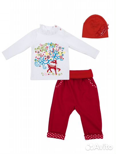 Костюм на девочку 80-86 (брюки,кофточка,шапочка)