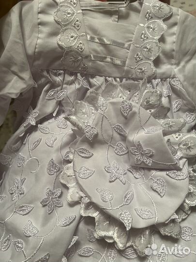 Платье на крещение крестильный набор 0-6 мес