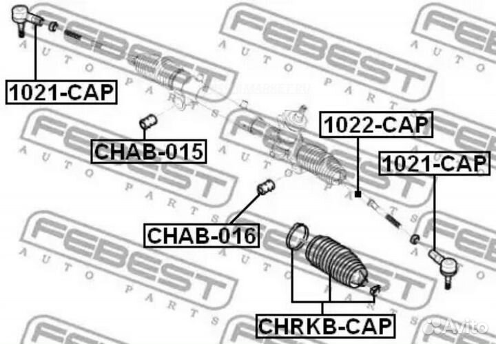 Febest chrkb-CAP Пыльник рулевой рейки