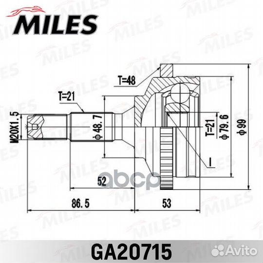 ШРУС наружный peugeot 206 1.1-1.4 98- с ABS (GKN