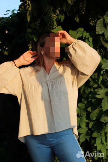 Льненная рубашка.Бохо блуза, рубашка