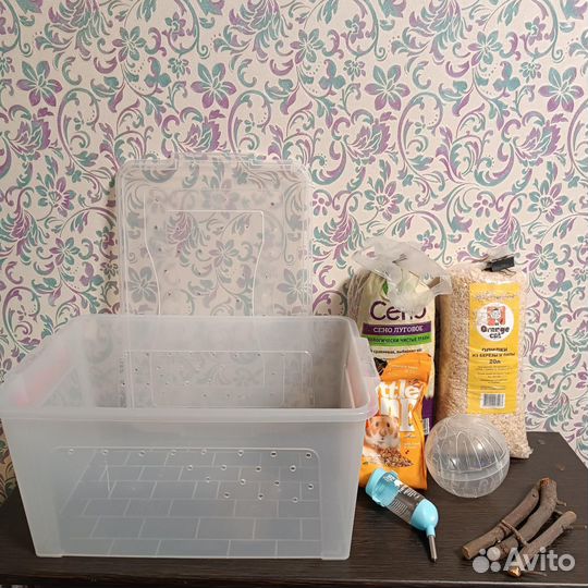 Для хомяка контейнер, поилка, шар, сено, корм, и