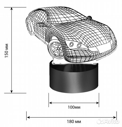 Ночник машина объемная/ корабль