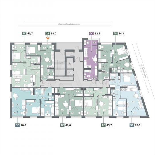 1-к. квартира, 38 м², 9/15 эт.