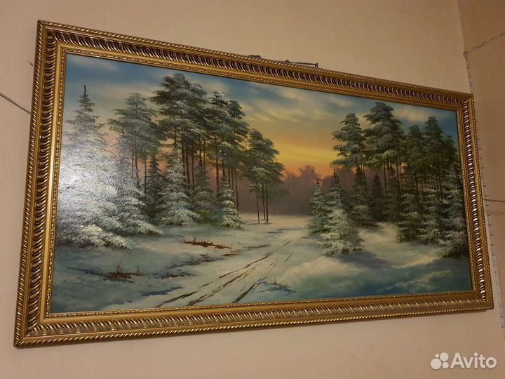 Картина маслом зимний пейзаж
