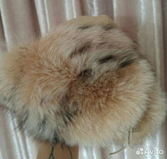 Шапка кожаная мех песца