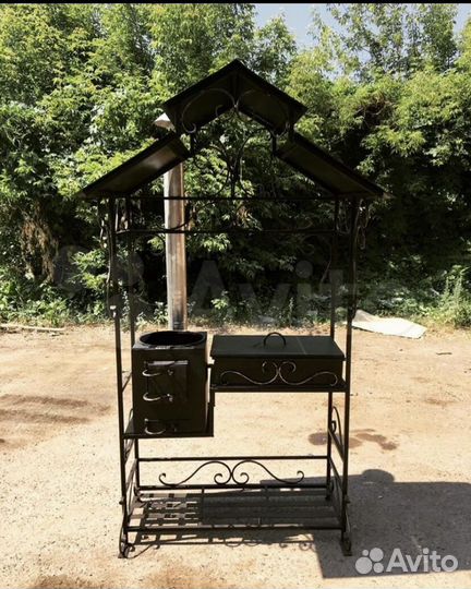 Мангал с печью под казан