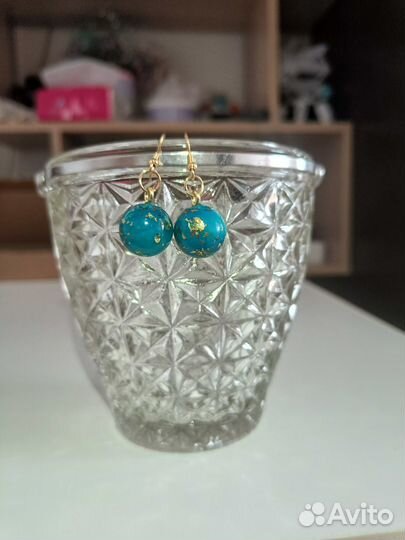 Серьги кулоны ручной работы из эпоксидной смолы