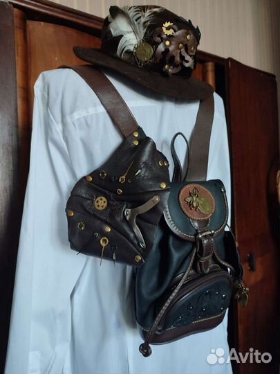 Рюкзак кожа натуральная стимпанк готик аксессуар