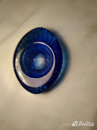 Пепельница синее стекло 80-е годы 20 века