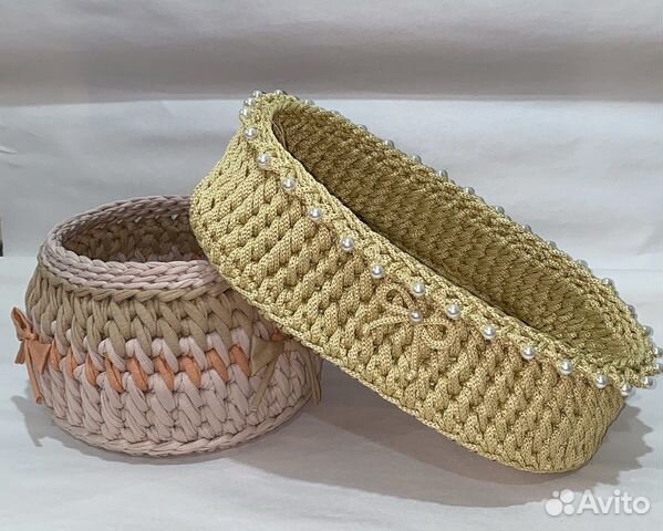 Корзины из хлопковой пряжи и полиэфирного шнура