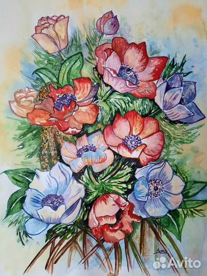 Акварель Маки