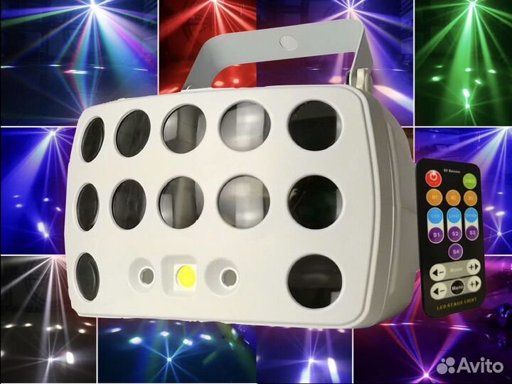 Светомузыка 3в1: бабочка/дерби+лазер+стробоскоп