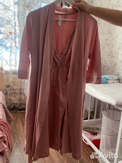 Комплекты сорочек и халатиков для беременых