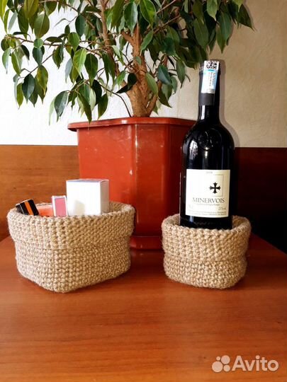 Корзины интерьерные, квадратные. Джут