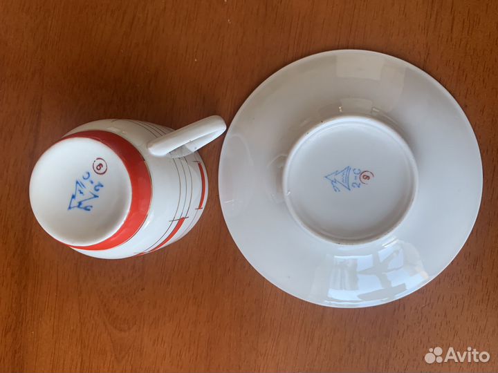 Две кофейные пары фарфор,геометрический узор