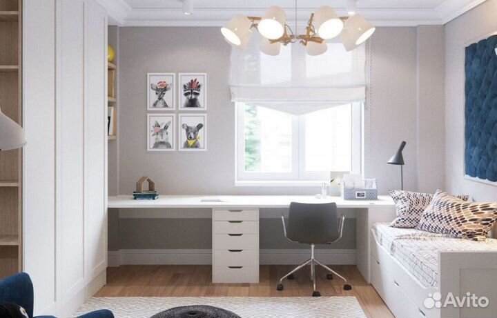 Рабочая зона у окна с шкафом