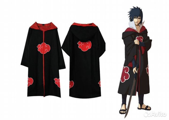 Аниме Плащ Акацуки с капюшоном Наруто