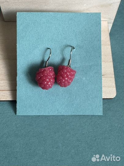Сережки малинки, ручная работа