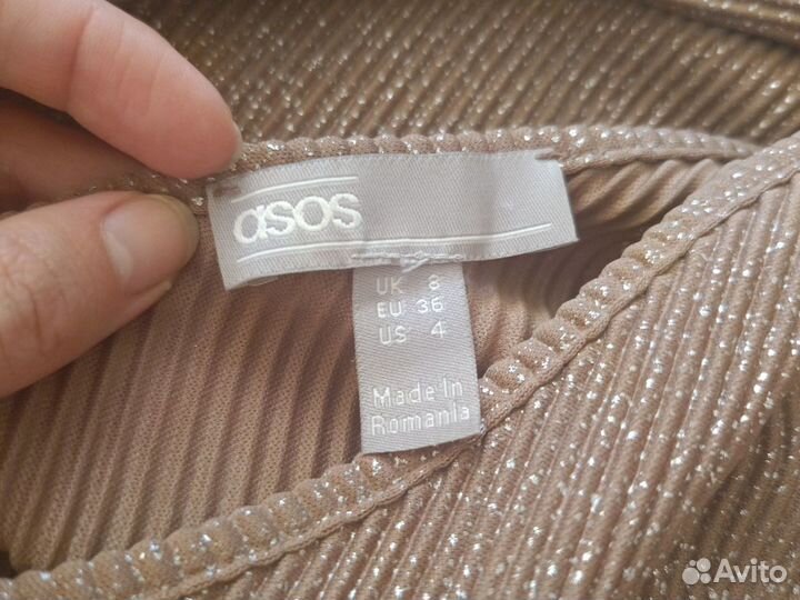 Платье ASOS 42 S коричневое с одним рукавом