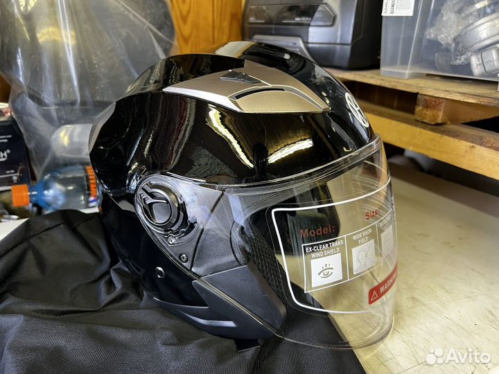 Шлем мотошлем открытого типа черный р-м М новый