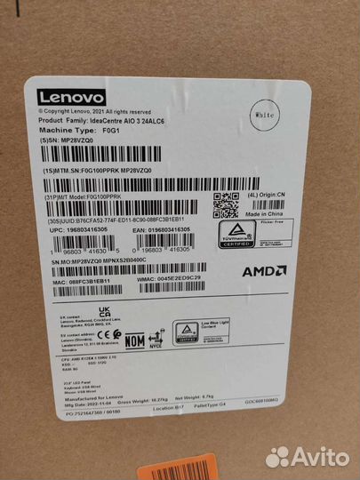Моноблок lenovo ideacentre 24alc6 F0G100pprk