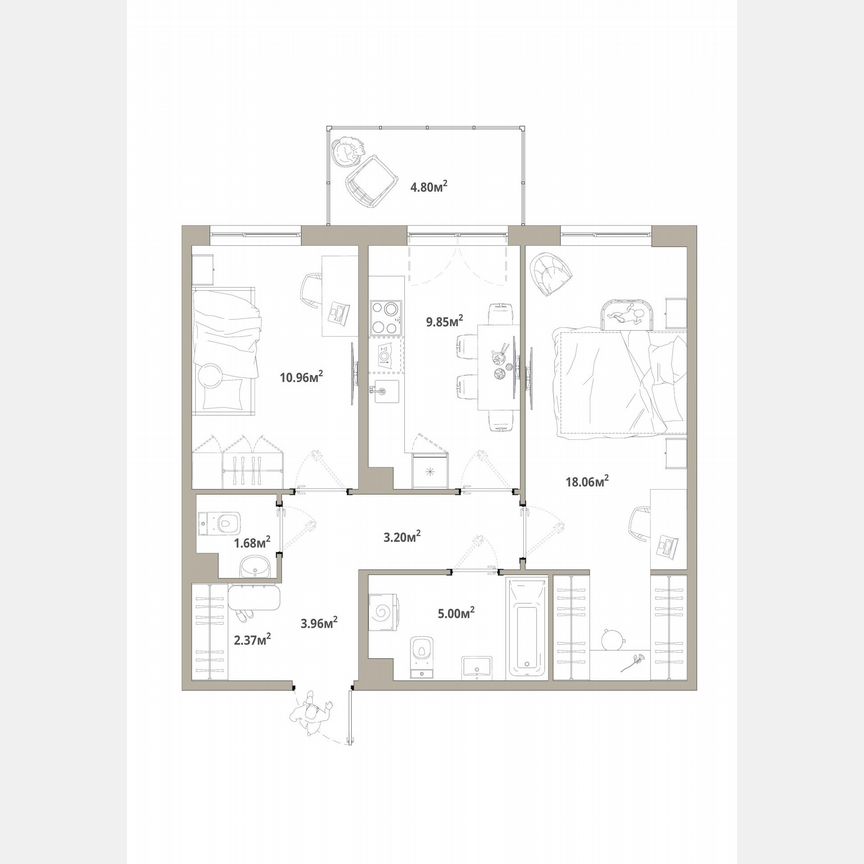 2-к. квартира, 56,5 м², 12/12 эт.