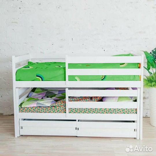 Кроватка матрешка эко с доп. местом берёза для мал