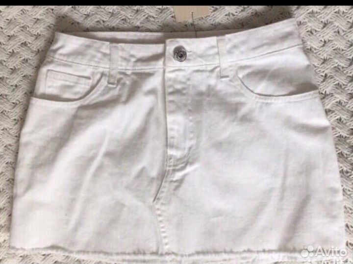 Джинсовая юбка белая новая Ostin 42