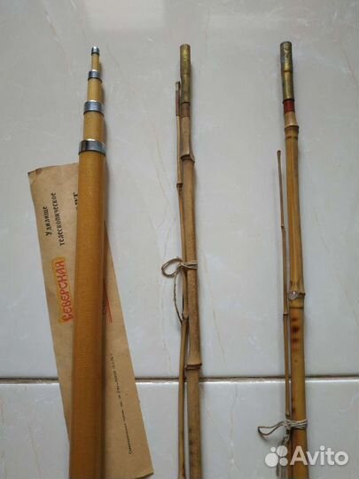 Удочка бамбуковая, телескопическая, леска поплавки