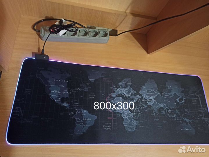 Большой игровой коврик для мыши с RGB карта мира