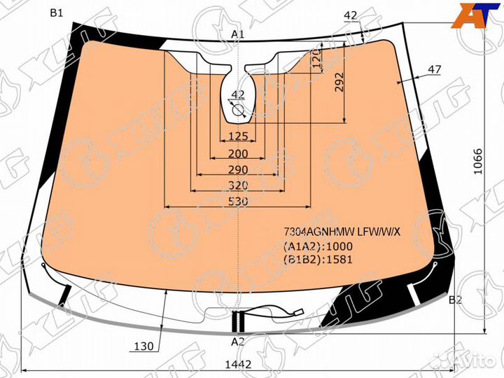 Стекло лобовое (обогрев полный/ датчик дождя/ молдинг) renault kaptur 16-20 XYG 7304agnhmwzlfwxwxx