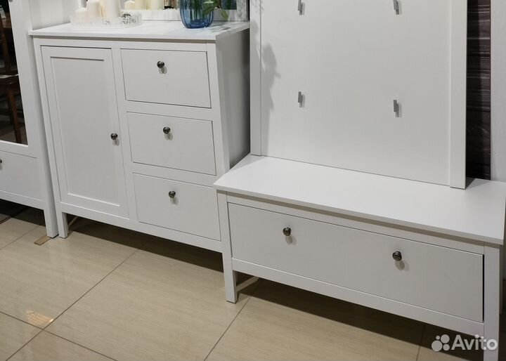 Тумба под обувь белая, скамья, аналог Икеа Хельга