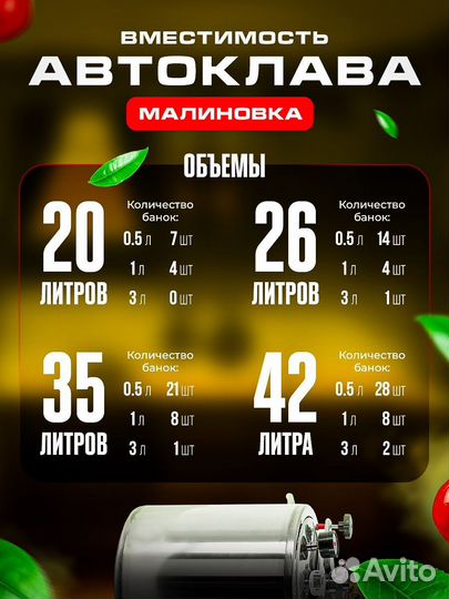 Автоклав на пару и на воде Малиновка 35 литров